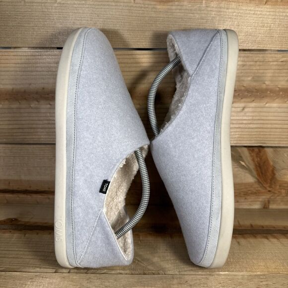 NEW Women’s Size 11 - TOMS Ezra Mid Grey Repreve Two Tone Felt Faux Fur Slippers - Picture 5 of 10